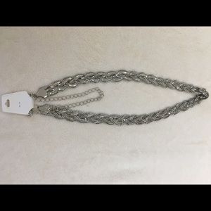 Silver Tone Braided Chain Belt